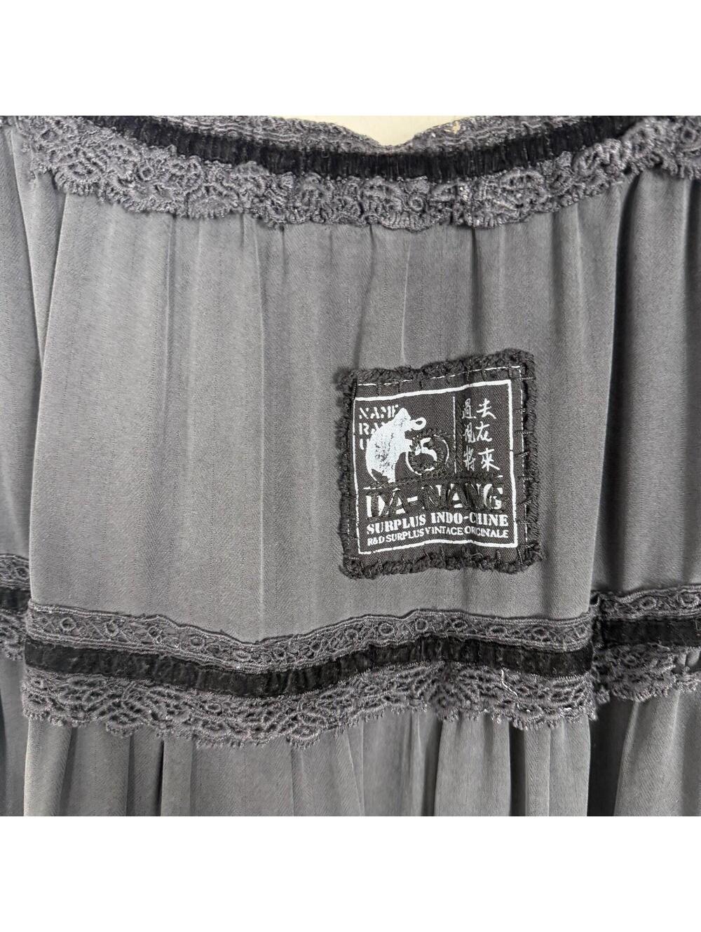 Da Nang Black Ruffle Tiered Skirt Whimsigoth Dark Fairy Grunge Women’s Small - Picture 9 of 10